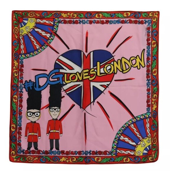 NWT DOLCE & GABBANA Scarf Multicolor #DGLovesLondon Silk Wrap 90cm x 90cm